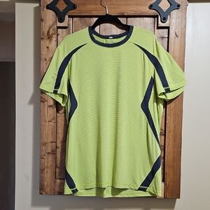 Lululemon Neon Green Black Lightweight Cycling Running Mens Shirt Est. Size XL